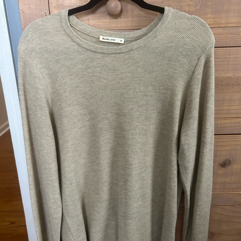 Marine Layer Crewneck Sweater in Sandstone